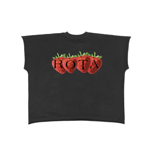 ROTA “Strawberry Statement” Tee | Raw Edge Boxy Non-Shrink T-Shirt – Gender Neutral