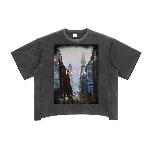 ROTA “NY Draft” Tee | Washed Oversized T-Shirt with Raw Edge – 100% Cotton